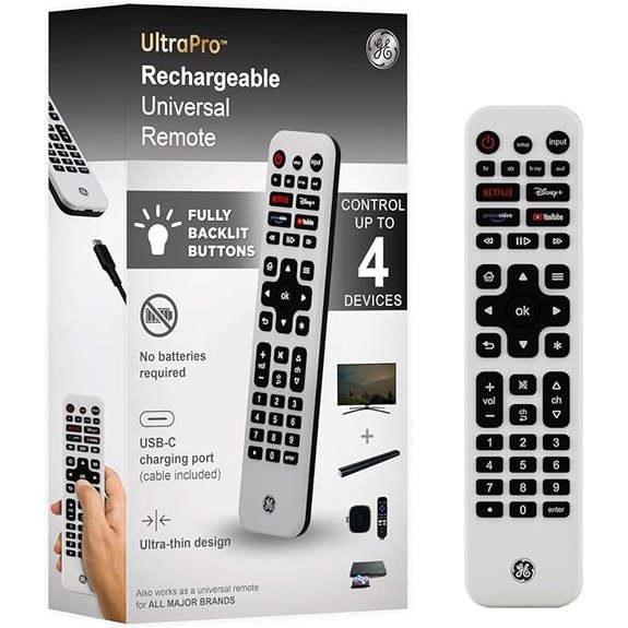 GE Universal Rechargeable TV Remote with Backlit Buttons
