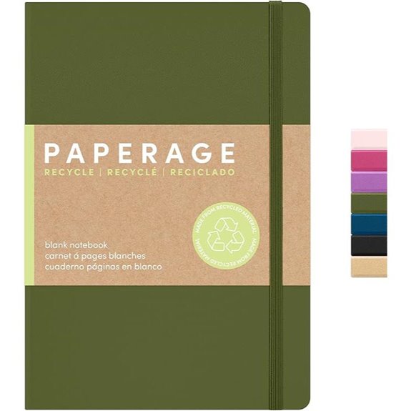 PAPERAGE Recycled Notebook Olive 160 Pages Hardcover