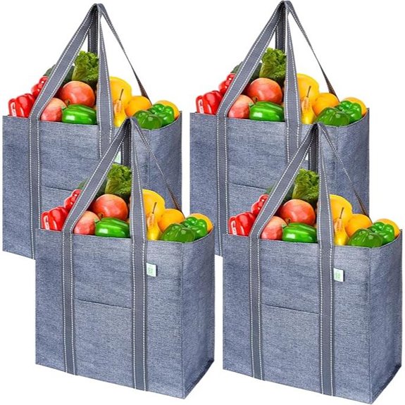 VENO 4 Pack Reusable Heavy-Duty Grocery Bags