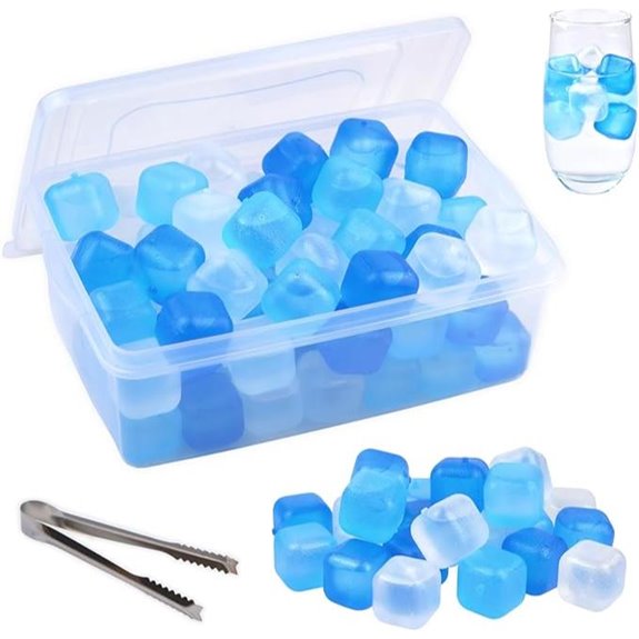 Reusable Plastic Ice Cubes with Lid (60 Pack)