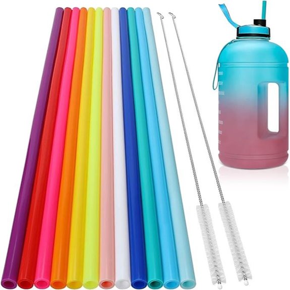 12 Pack Reusable Silicone Straws for Large Tumblers