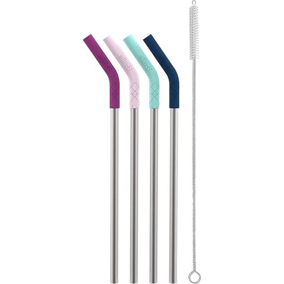 Ello Impact 4 Pack Reusable Stainless Steel Straws