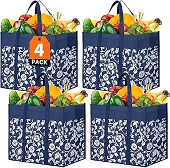WOWBOX Reusable Waterproof Grocery Bags (4-Pack)
