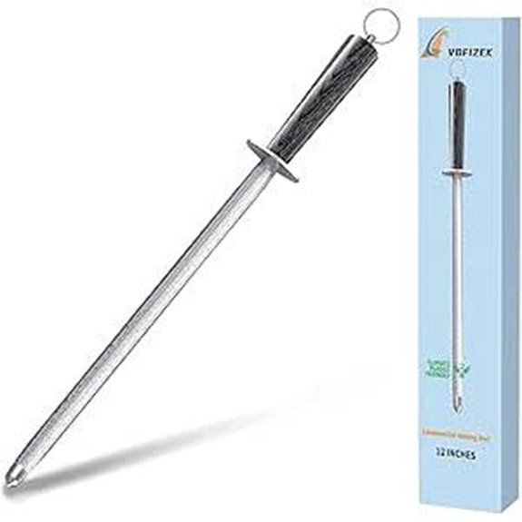 Commercial Knife Sharpening Steel Rod with Rosewood Handle