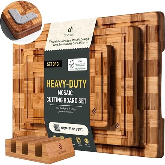 3 Pack Heavy Duty Bamboo Cutting Boards