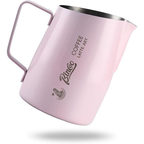 Milk Frothing Pitcher with Sharp Spout & Angled Rim