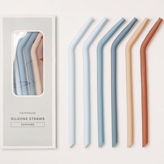 Nightingale Reusable Silicone Collapsible Drinking Straws (6)