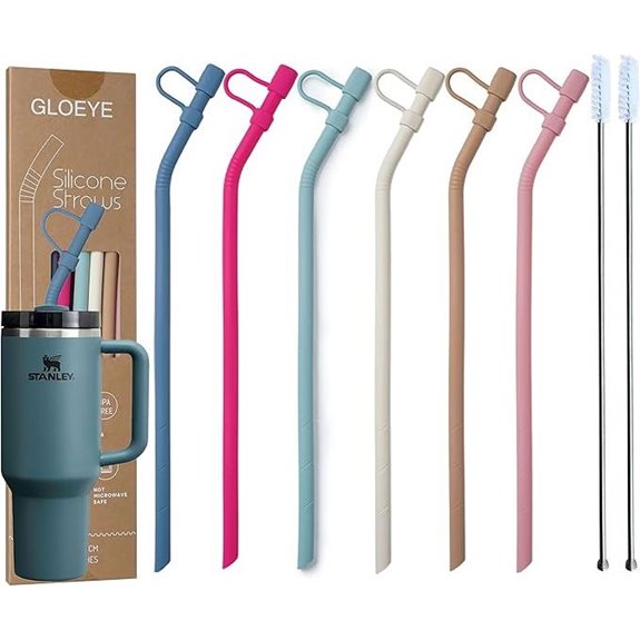 12 Silicone Reusable Straw Pack for Stanley Cups