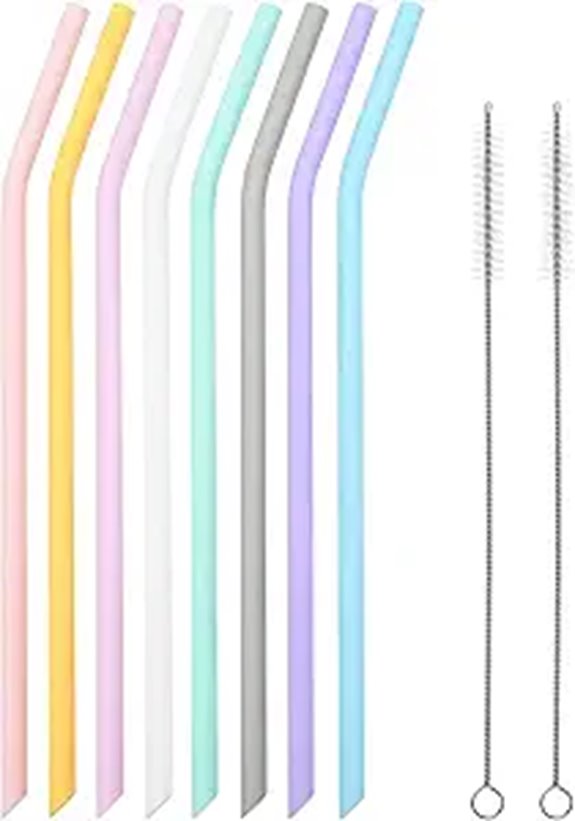 Reusable Silicone Drinking Straws with Brushes (8 pcs)