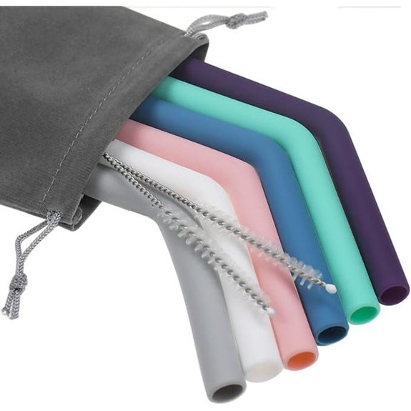 Senneny Reusable Silicone Drinking Straws (6 Pack)