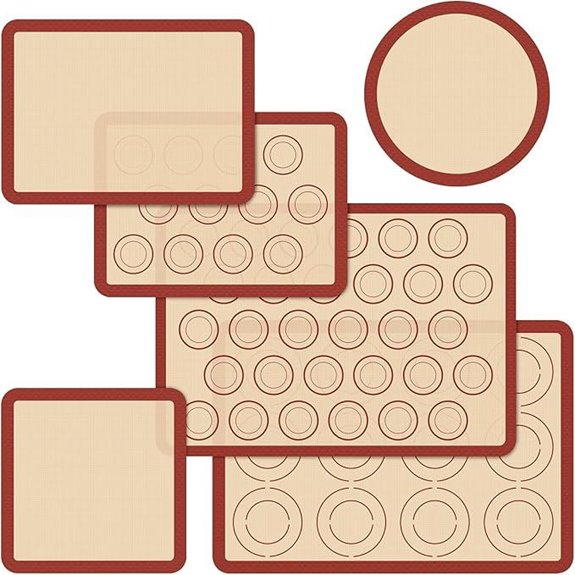 Silicone Baking Mat Set of 6 for Macarons and Pastries