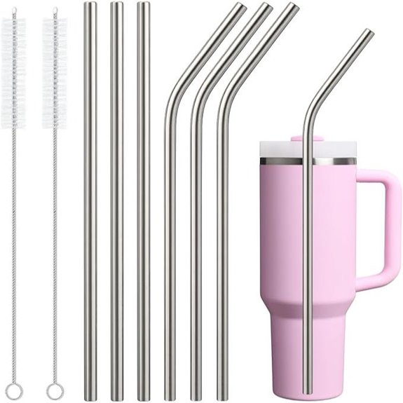 6 Pack Stainless Steel Straws for Stanley Tumblers