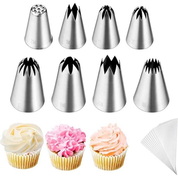 8-Piece Stainless Steel Piping Tips Set with Bags