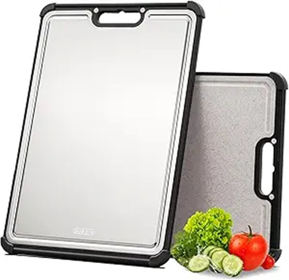 Premium Stainless Steel & Wheat Straw Cutting Board