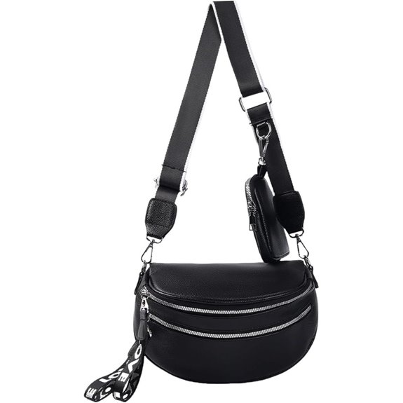 Trendy Black Crossbody Fanny Pack with Adjustable Strap