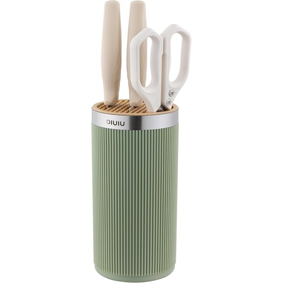OLULU Universal Round Knife Block Holder Stylish Green-Yellow