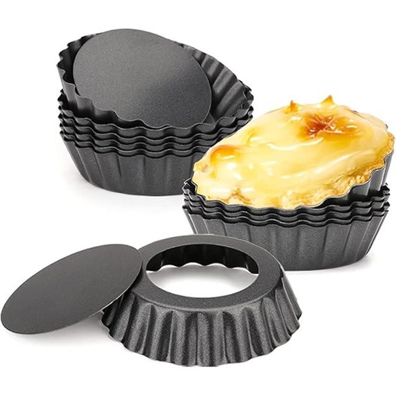 12 pcs Egg Tart Molds Removable Bottom Baking Pans