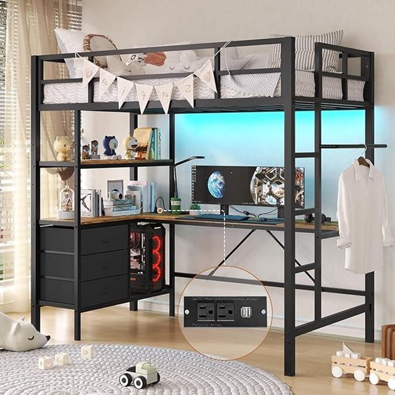 twin loft bed with desk