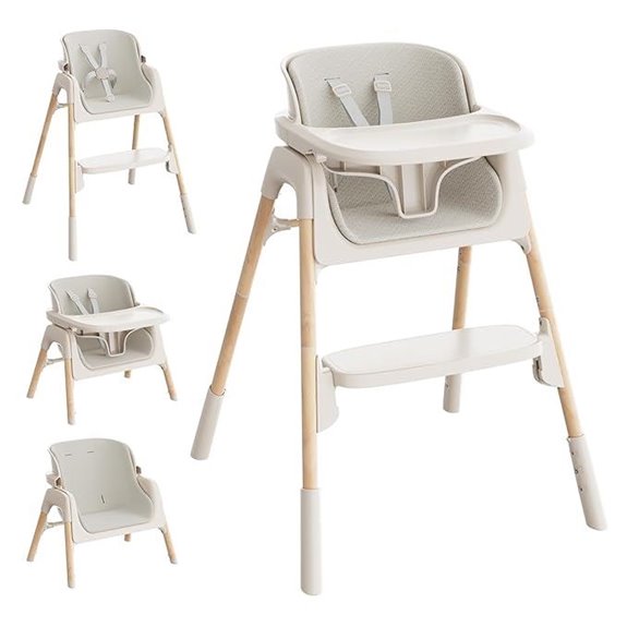 Mloong 4-in-1 Baby High Chair with Dishwasher Tray