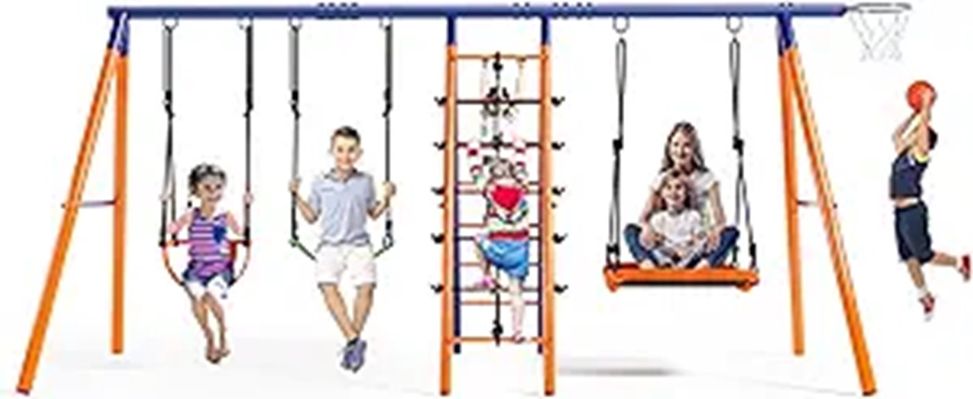 6-in-1 Heavy Duty Backyard Swing Set for Kids