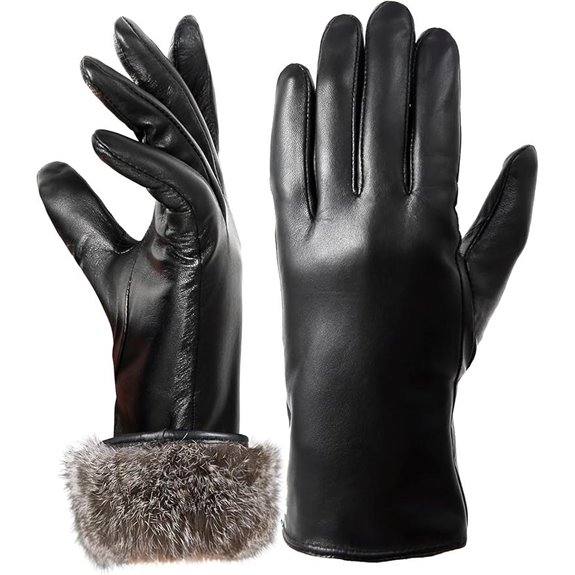 Fur-Lined Leather Touchscreen Gloves for Women