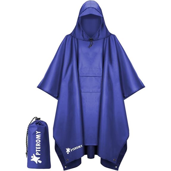 PTEROMY Waterproof Hooded Rain Poncho for Adults