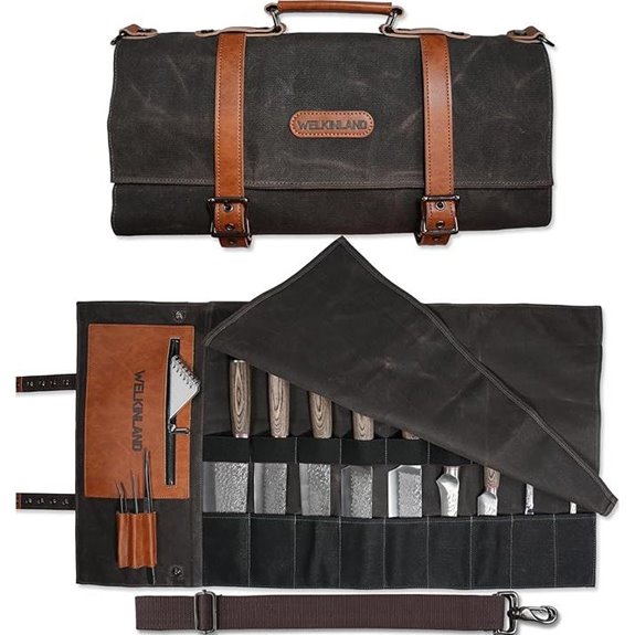 WELKINLAND 13-Pocket Waterproof Waxed Canvas Knife Roll