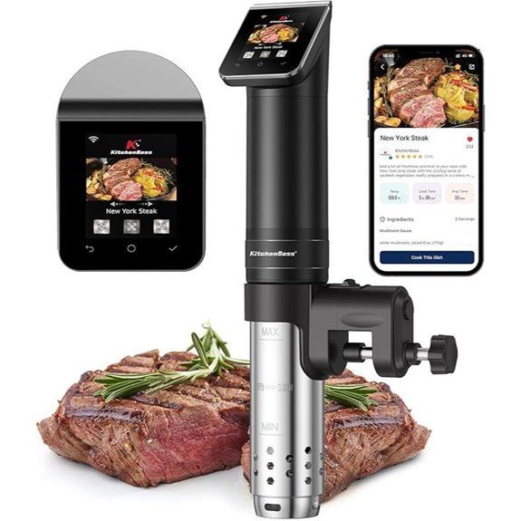 KitchenBoss WiFi Sous Vide Cooker with Preset Recipes