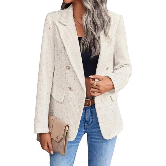 Mina Self Winter Women's Tweed Plaid Blazer Jacket