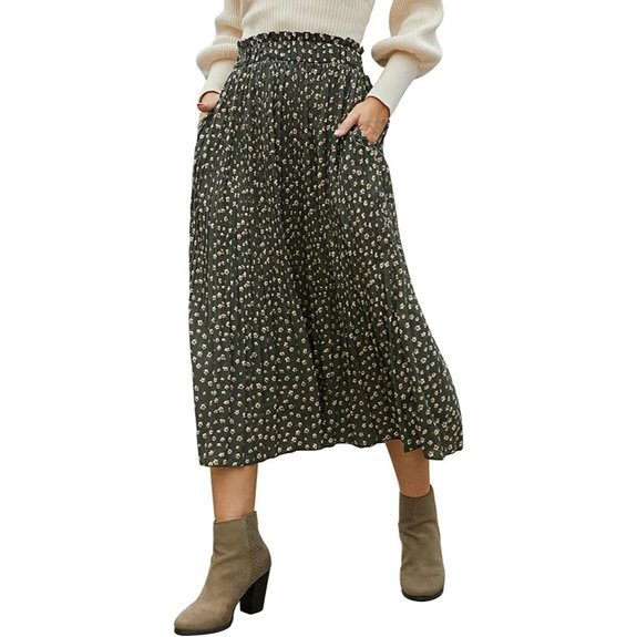 EXLURA Women's High Waist Polka Dot Maxi Skirt