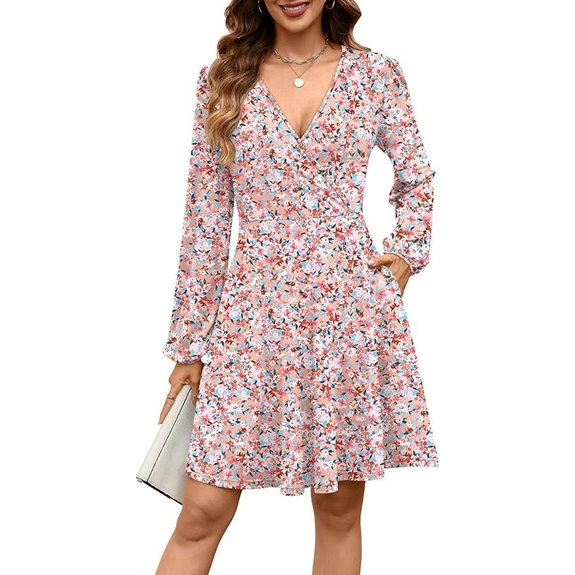 ANRABESS Women's Fall Long Sleeve Wrap Dress