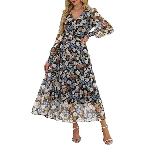 ANRABESS Women's Floral Maxi Dress for Fall Events