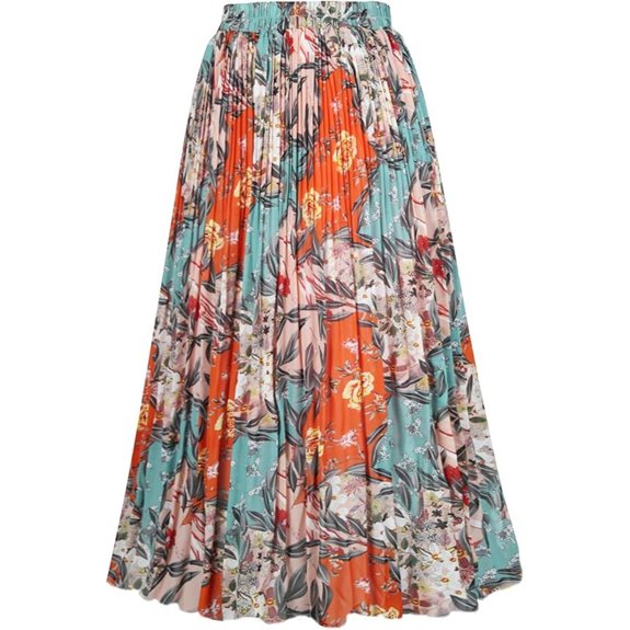 OBBUE Women's Pleated Chiffon Midi Skirt