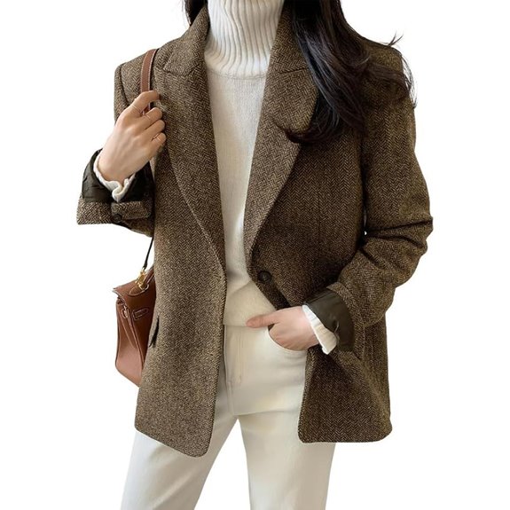 Chouyatou Women's Wool Blend Business Blazer