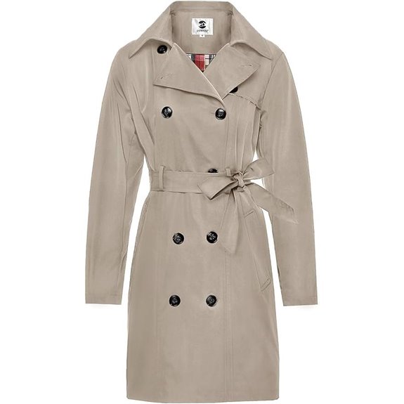 SaphiRose Women's Water-Resistant Double-Breasted Trench Coat