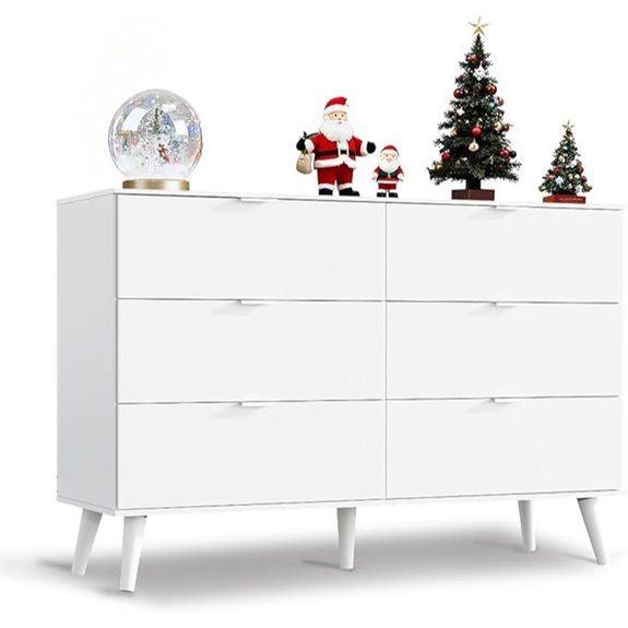 WLIVE 6-Drawer Wooden Dresser and TV Stand