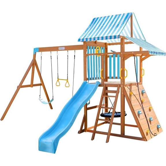 Teamson Kids Wooden Outdoor Swing Set with Slide
