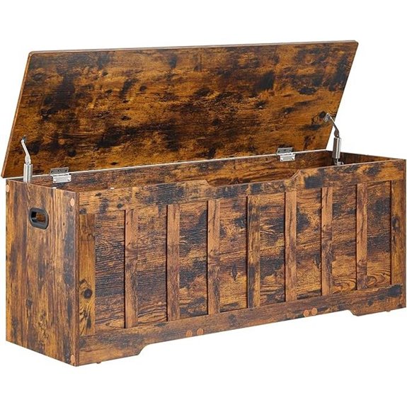 Large Wooden Storage Chest with Hinges