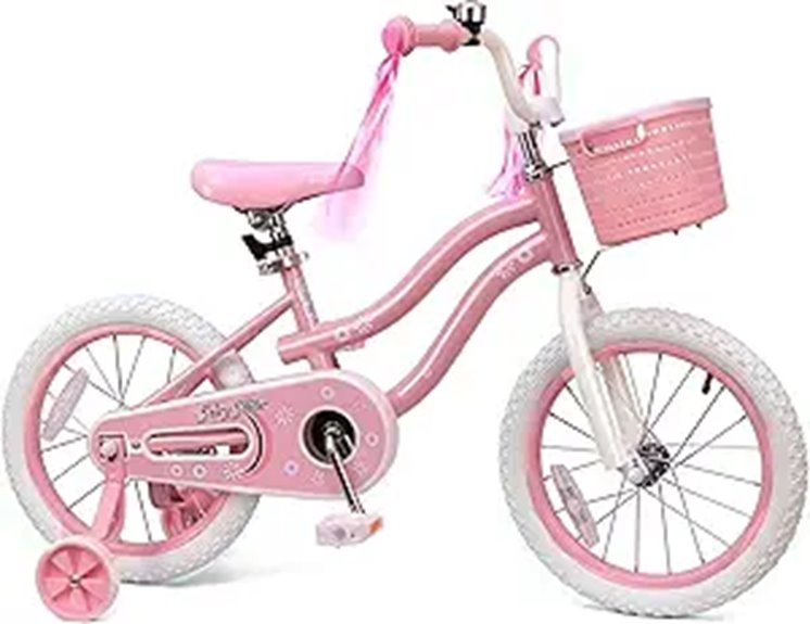 Girls' Kids Bike with Training Wheels and Basket