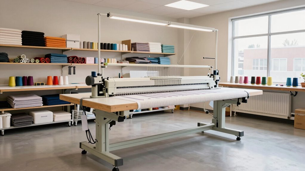 organized well lit quilting studio