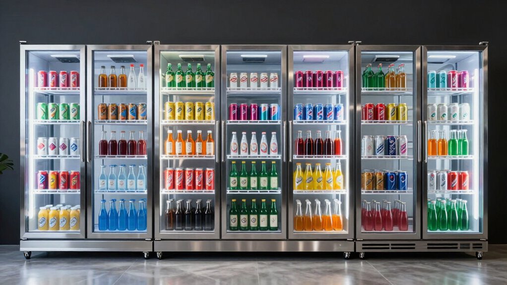 top glass door beverage fridges