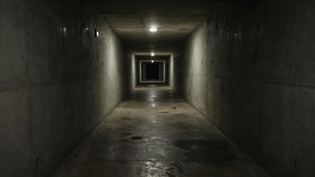 ambient glow enhances hallway atmosphere