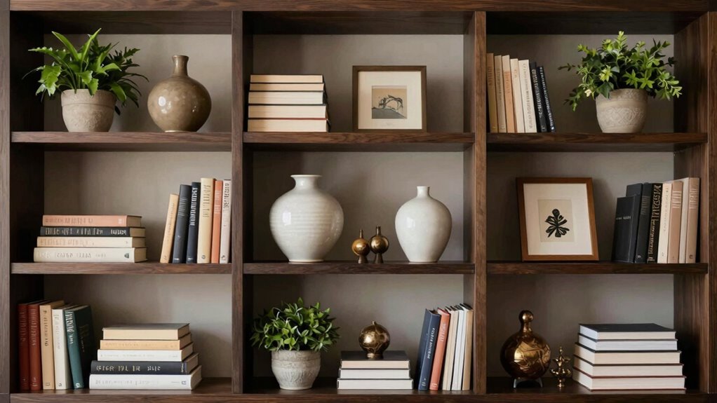 intentional balanced shelf styling