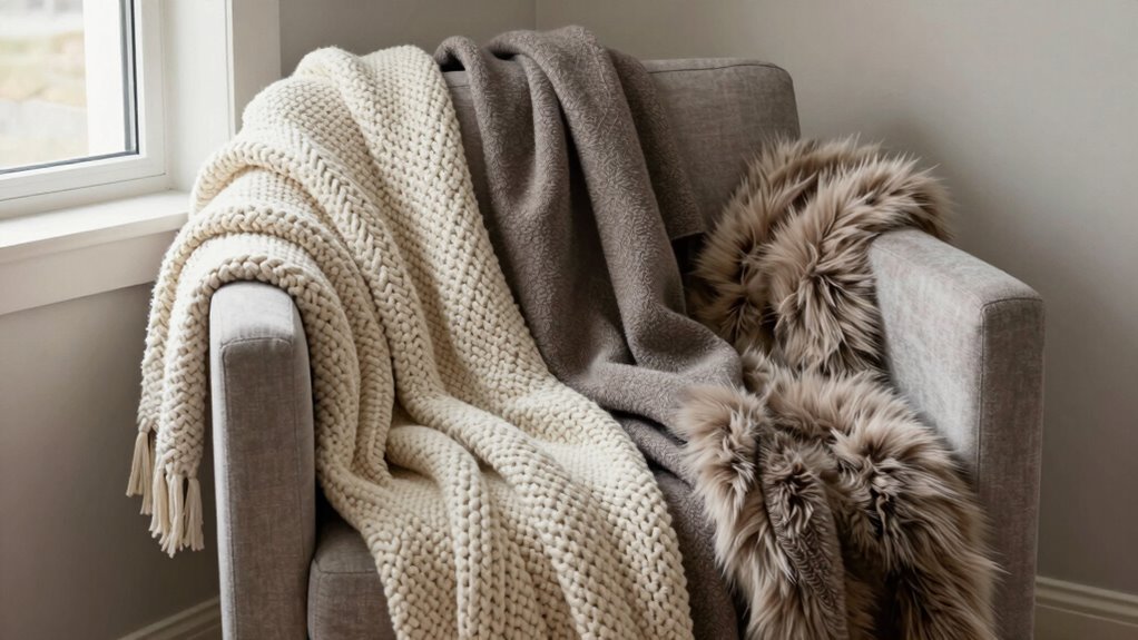 layered cozy blanket arrangement