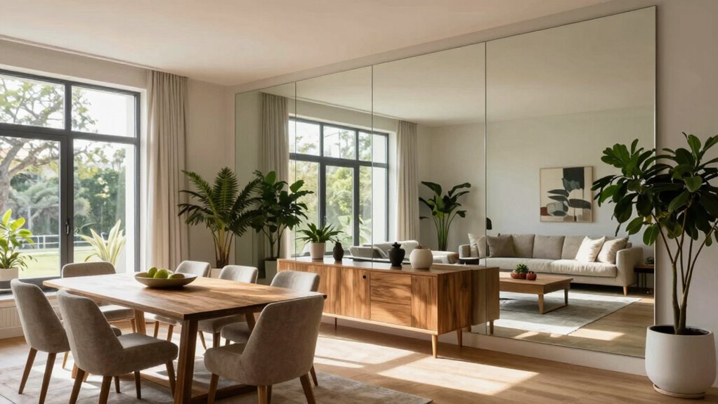 mirror placement enlarges spaces