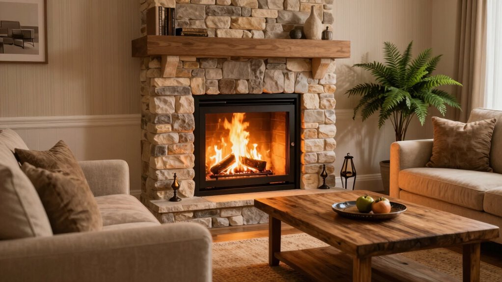 nighttime fireplace transformation