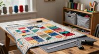 organized quilting workspace setup