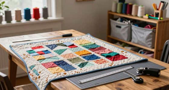 organized quilting workspace setup
