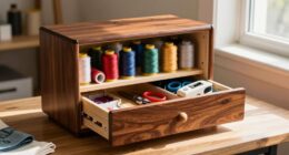 organized sewing studio workspace