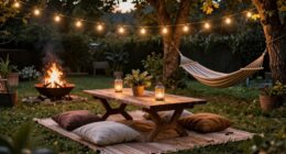 outdoor evening entertainment area